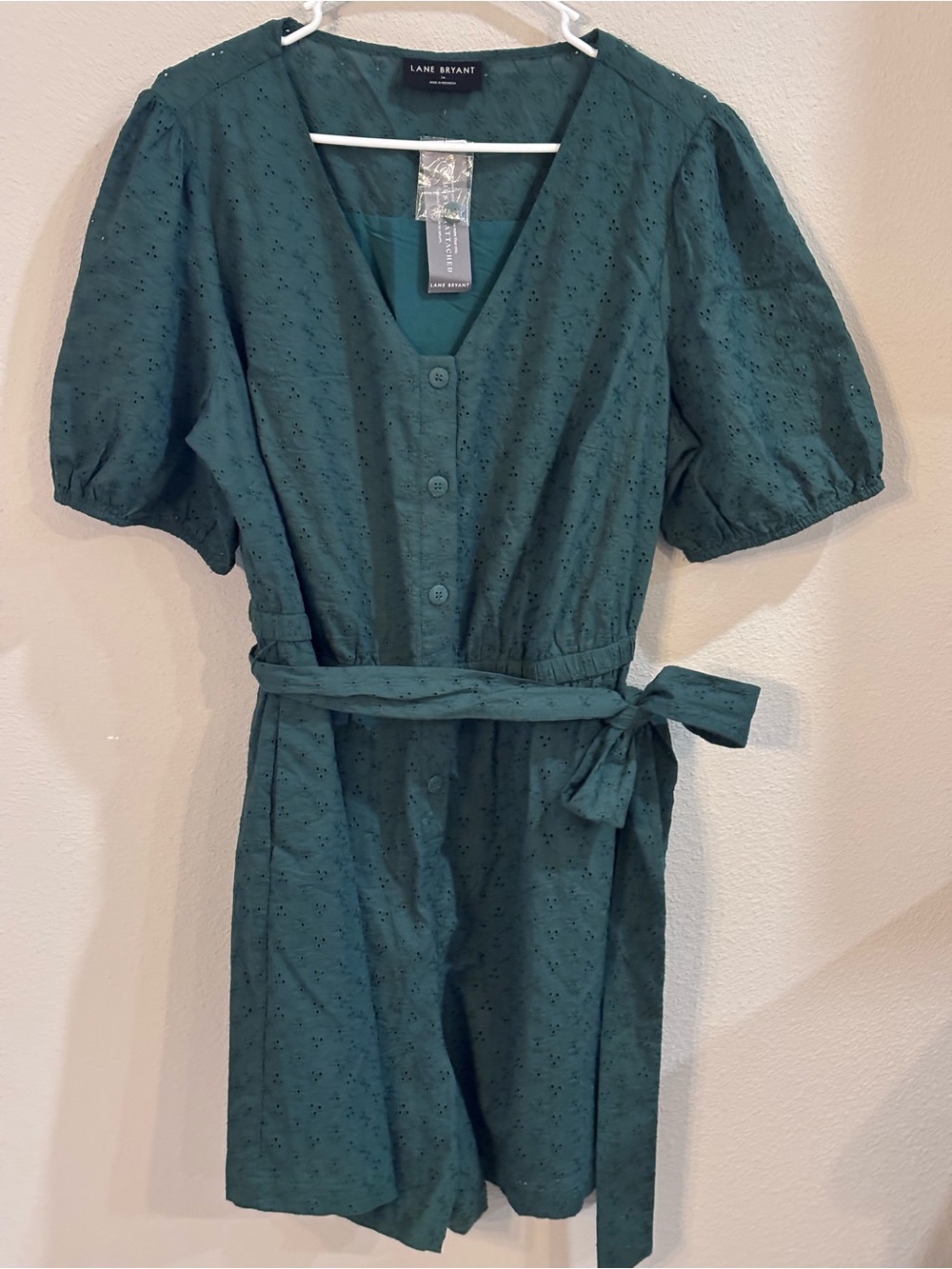 Lane Bryant Green Eyelet Romper, Women’s Size 14 NWT